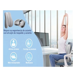 Foto 4 | Cojín de Asiento y Almohada de Soporte Lumbar para Espalda Gris