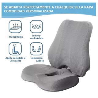 Foto 3 | Cojín de Asiento y Almohada de Soporte Lumbar para Espalda Gris