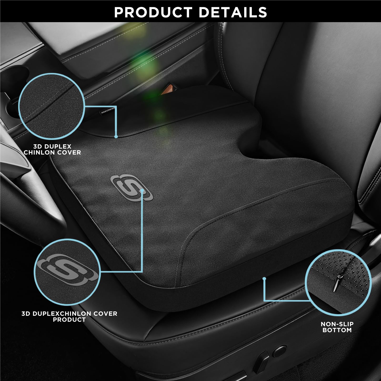 Foto 4 | Cojín De Asiento Skechers De Espuma Viscoelástica Para Coche O Silla De Oficina, Color Negro - Venta Internacional.