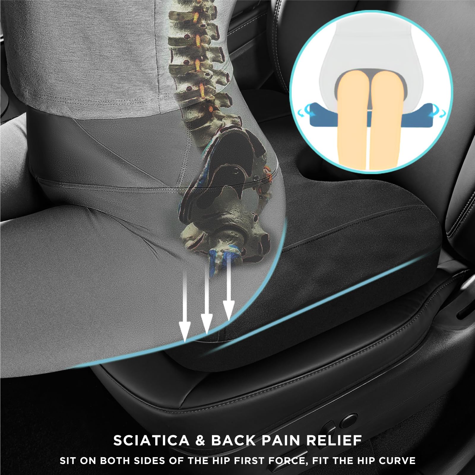 Foto 5 | Cojín De Asiento Skechers De Espuma Viscoelástica Para Coche O Silla De Oficina, Color Negro - Venta Internacional.