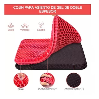 Foto 4 | Cojín Ergonómico Lab.g Silicon Gel Panal Asiento Auto Silla Cómodo Rojo