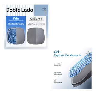 Foto 3 | Cojin De Gel Asiento Decorativo Sillas Auto Oficina Hogar Gris Con Azul