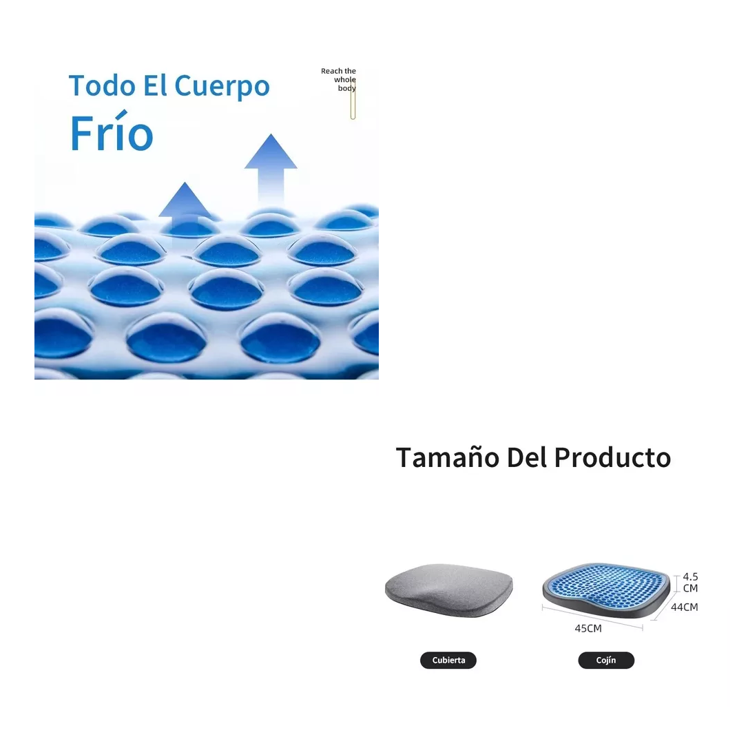 Foto 5 pulgar | Cojin De Gel Asiento Decorativo Sillas Auto Oficina Hogar Gris Con Azul