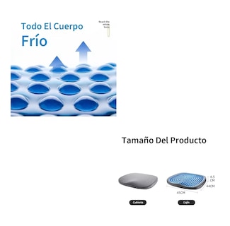 Foto 4 | Cojin De Gel Asiento Decorativo Sillas Auto Oficina Hogar Gris Con Azul