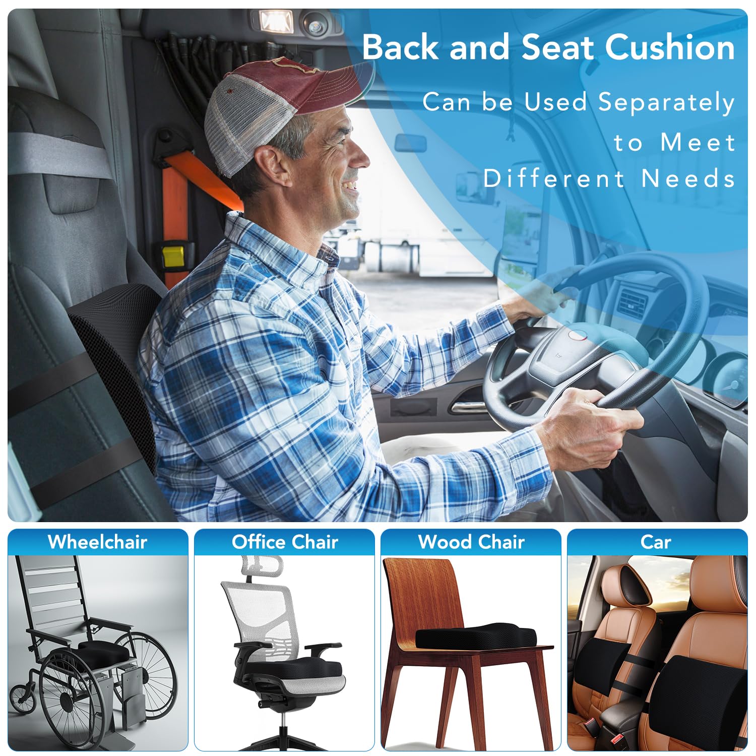 Foto 4 pulgar | Cojín De Asiento Y Almohada De Soporte Lumbar Qutool Memory Foam - Venta Internacional.