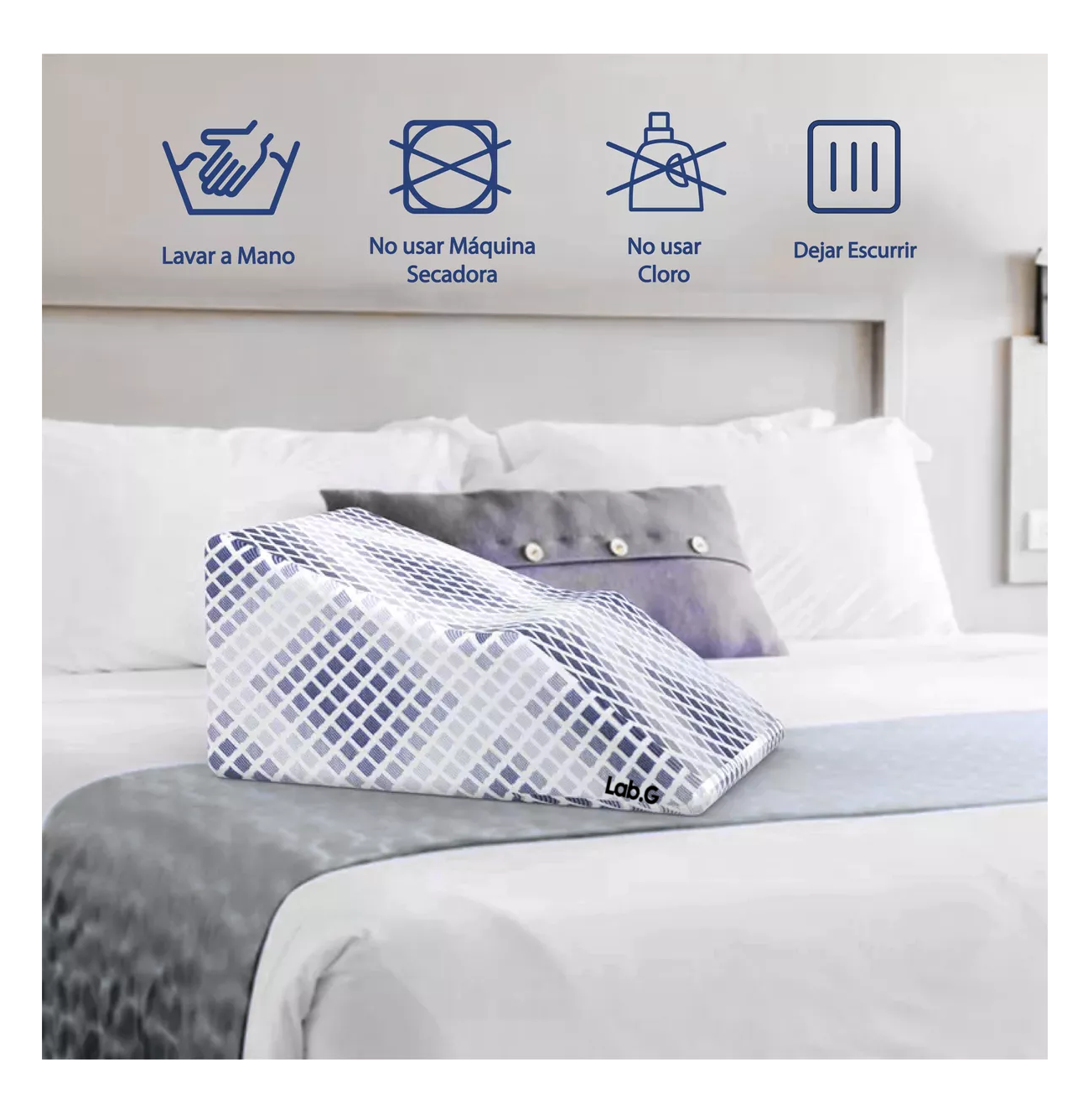 Foto 4 | Almohada Cojin Descansa Piernas Ortopedica Blanco Con Azul