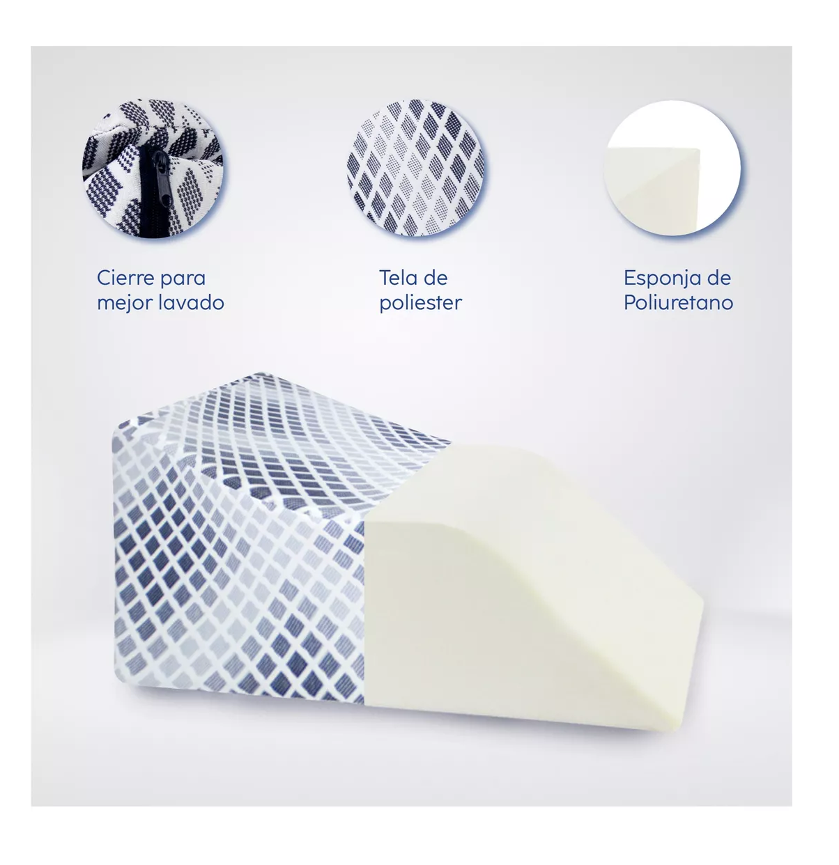 Foto 6 pulgar | Almohada Cojin Descansa Piernas Ortopedica Blanco Con Azul