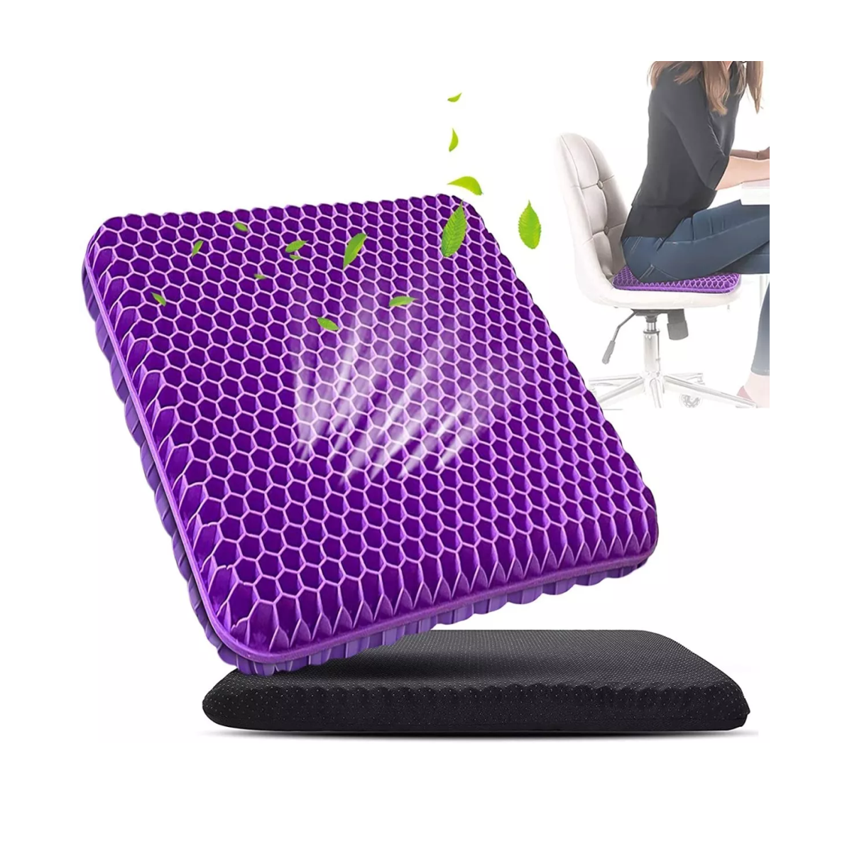 Foto 3 pulgar | Cojín Ortopédico Flexible Gel Transpirable para Coxis y Hemorroides Morado