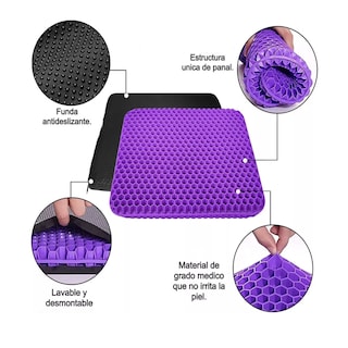 Foto 3 | Cojín Ortopédico Flexible Gel Transpirable para Coxis y Hemorroides Morado