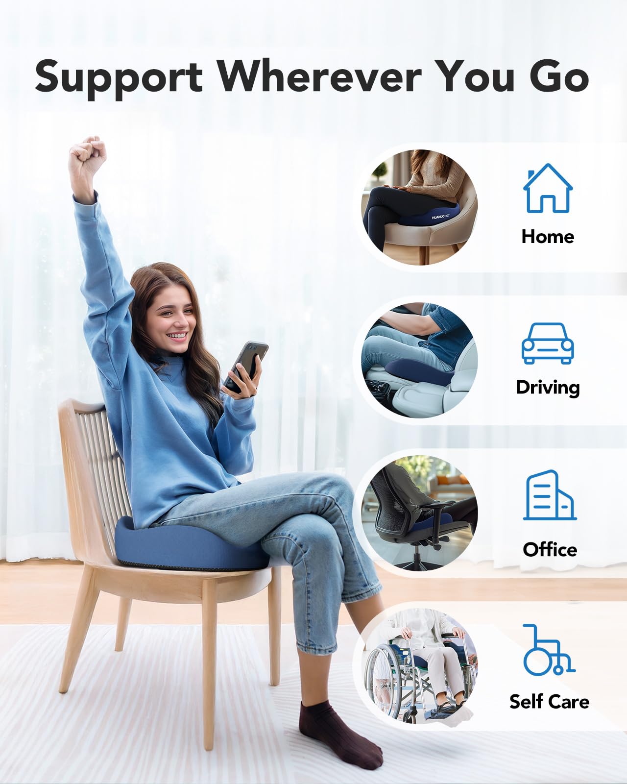 Foto 7 pulgar | Cojín de Asiento Huanuo Ergonómico - Venta Internacional