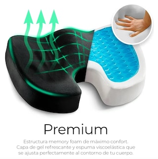 Foto 4 | Cojín Ortopédico Memory Foam De Gel Para Silla Asiento Auto