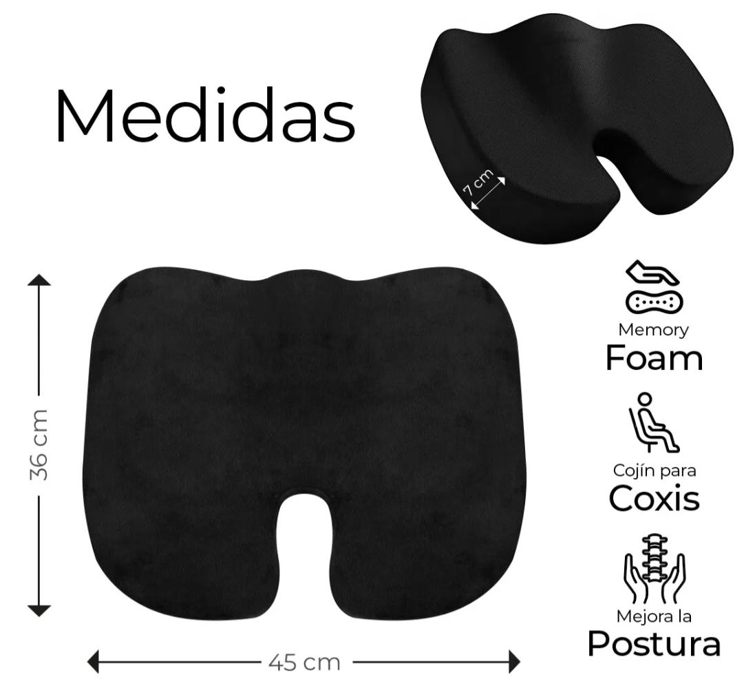 Foto 7 pulgar | Cojín Ortopédico Memory Foam De Gel Para Silla Asiento Auto