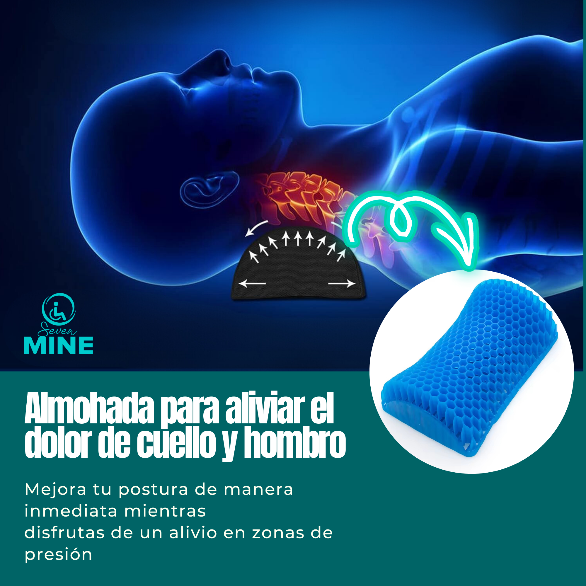 Foto 5 pulgar | Cojín Para Cuello De Gel Con Funda | Ergonómico, Flexible Y Lavable