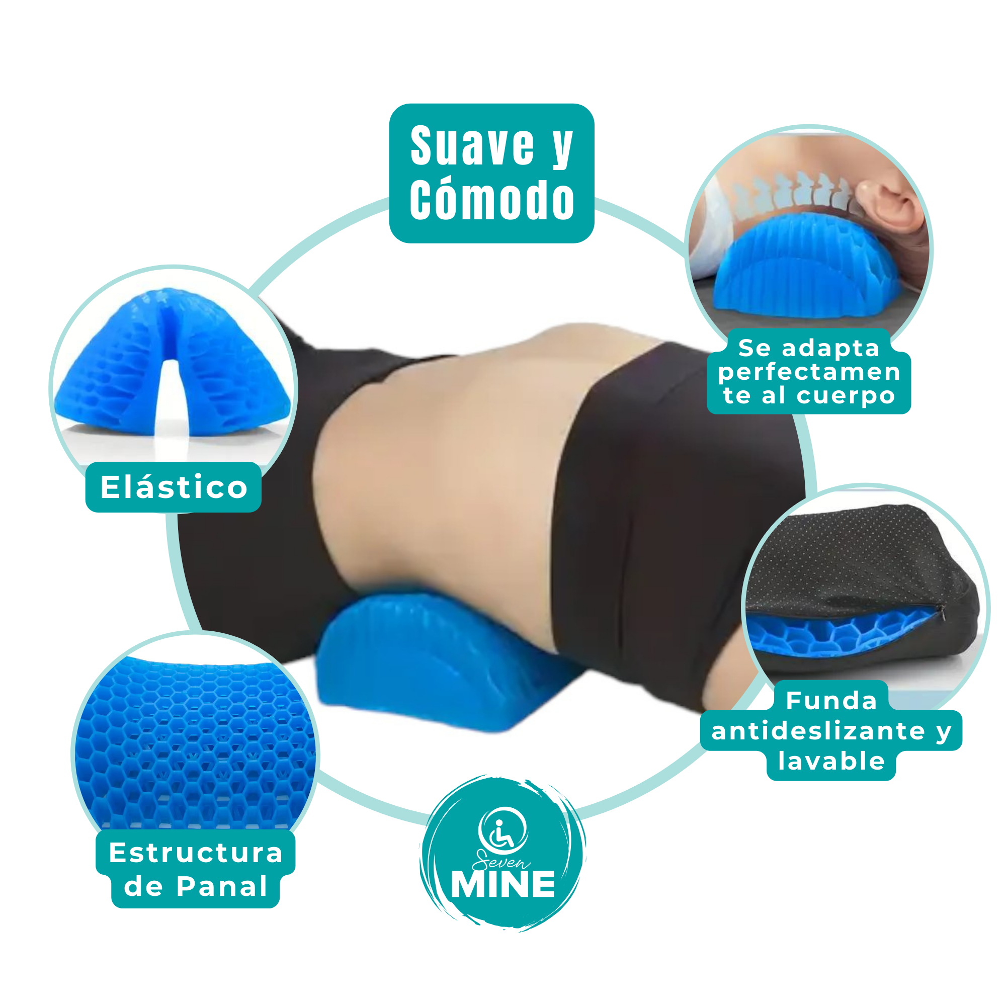 Foto 7 pulgar | Cojín Para Cuello De Gel Con Funda | Ergonómico, Flexible Y Lavable