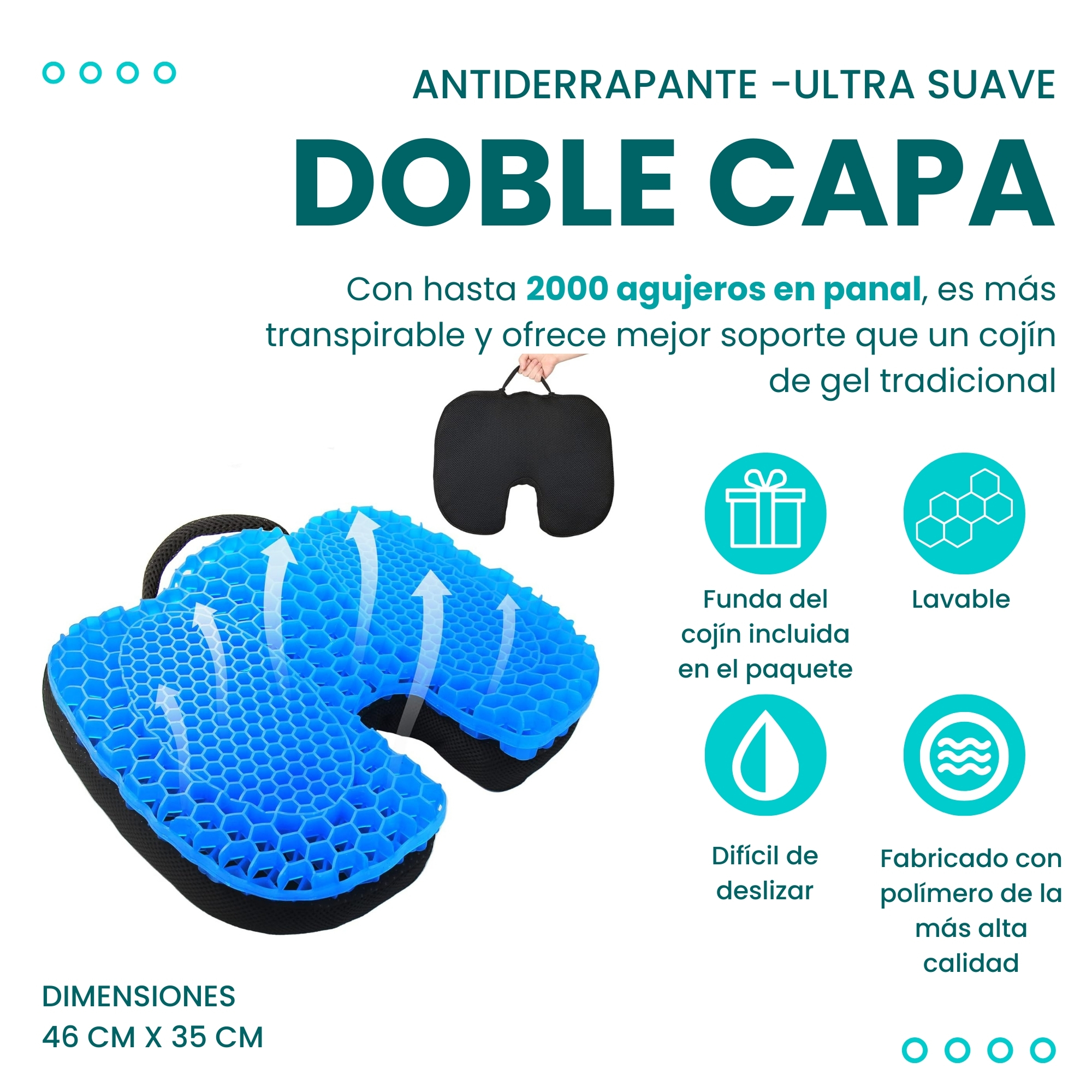 Foto 6 pulgar | Cojón para Coxis y Ciática Lumbar SC Super Confort de Gel Forma de U