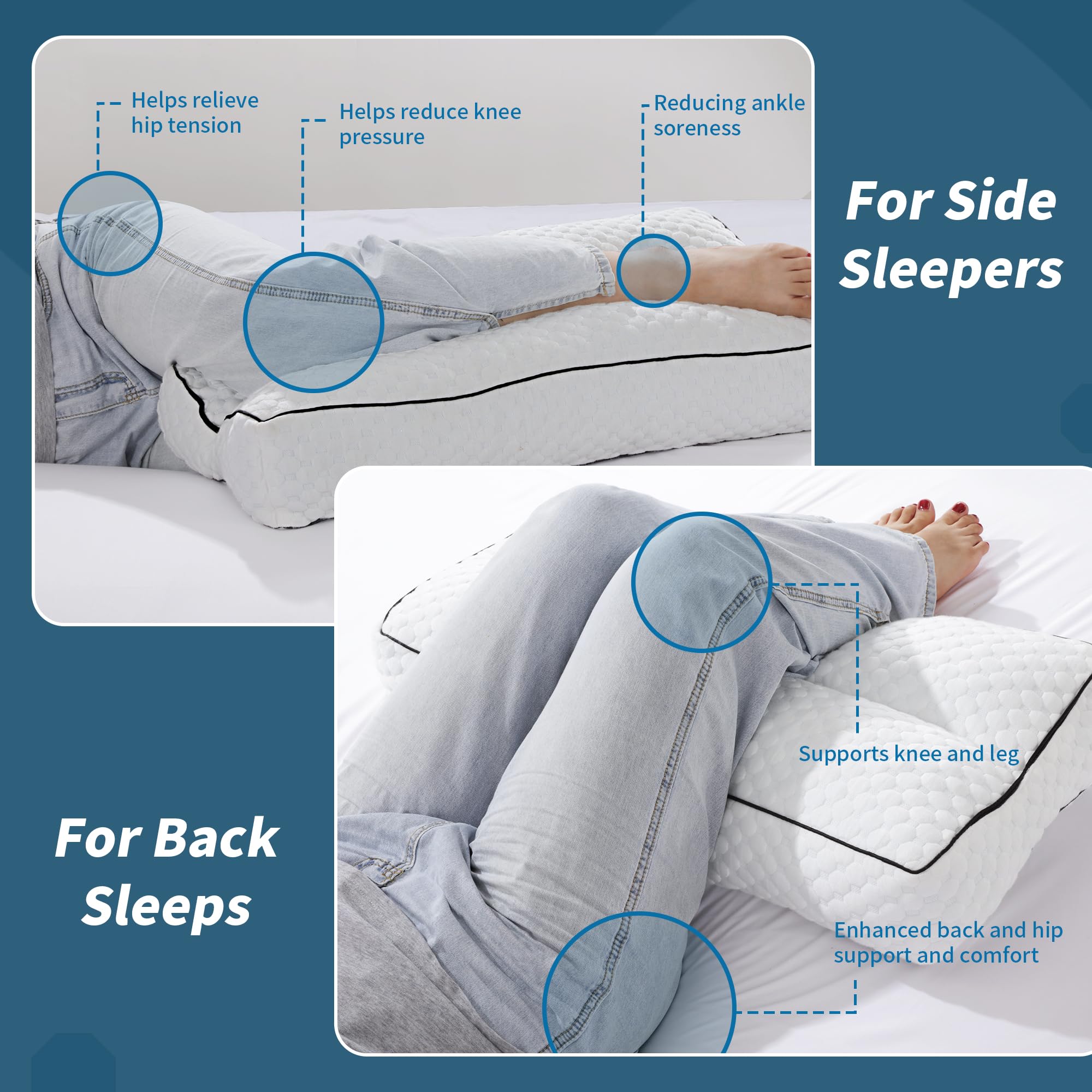 Foto 5 pulgar | Almohada Viscoelástica Hombys Para Personas Que Duermen De Lado, Color Blanco - Venta Internacional.