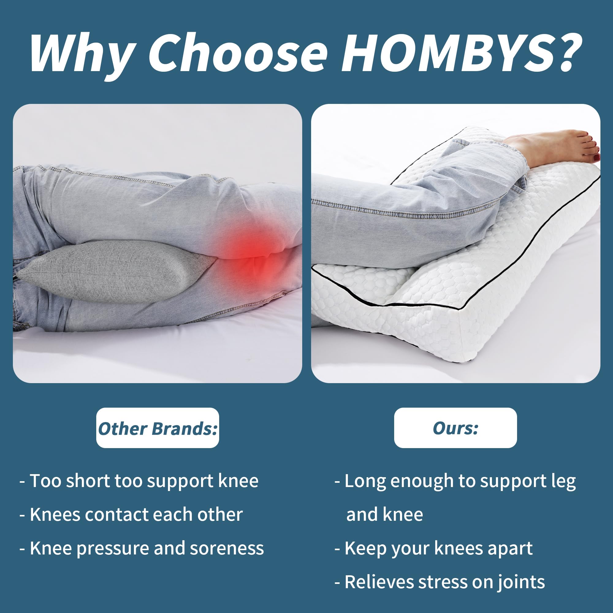Foto 6 pulgar | Almohada Viscoelástica Hombys Para Personas Que Duermen De Lado, Color Blanco - Venta Internacional.