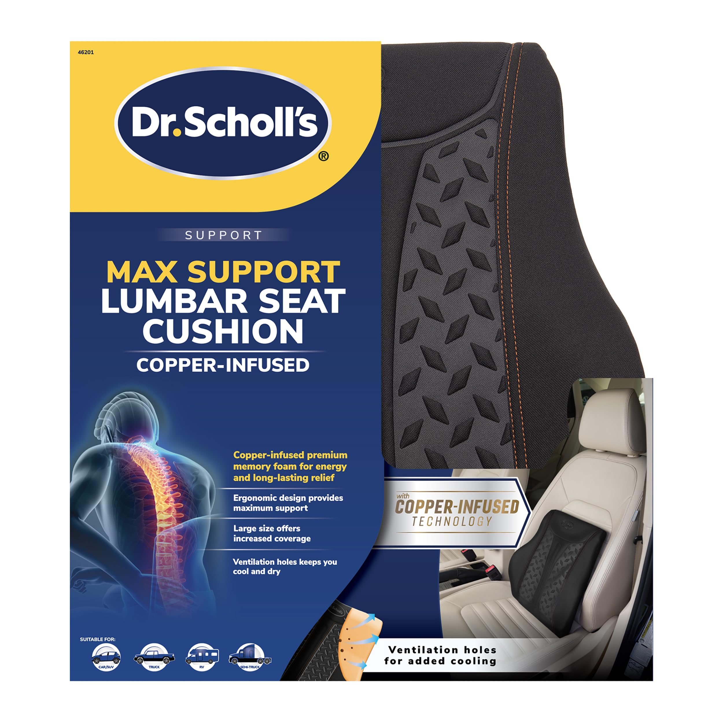 Foto 5 | Cojín De Asiento Lumbar Dr. Scholl's Max Support Con Infusión De Cobre - Venta Internacional.