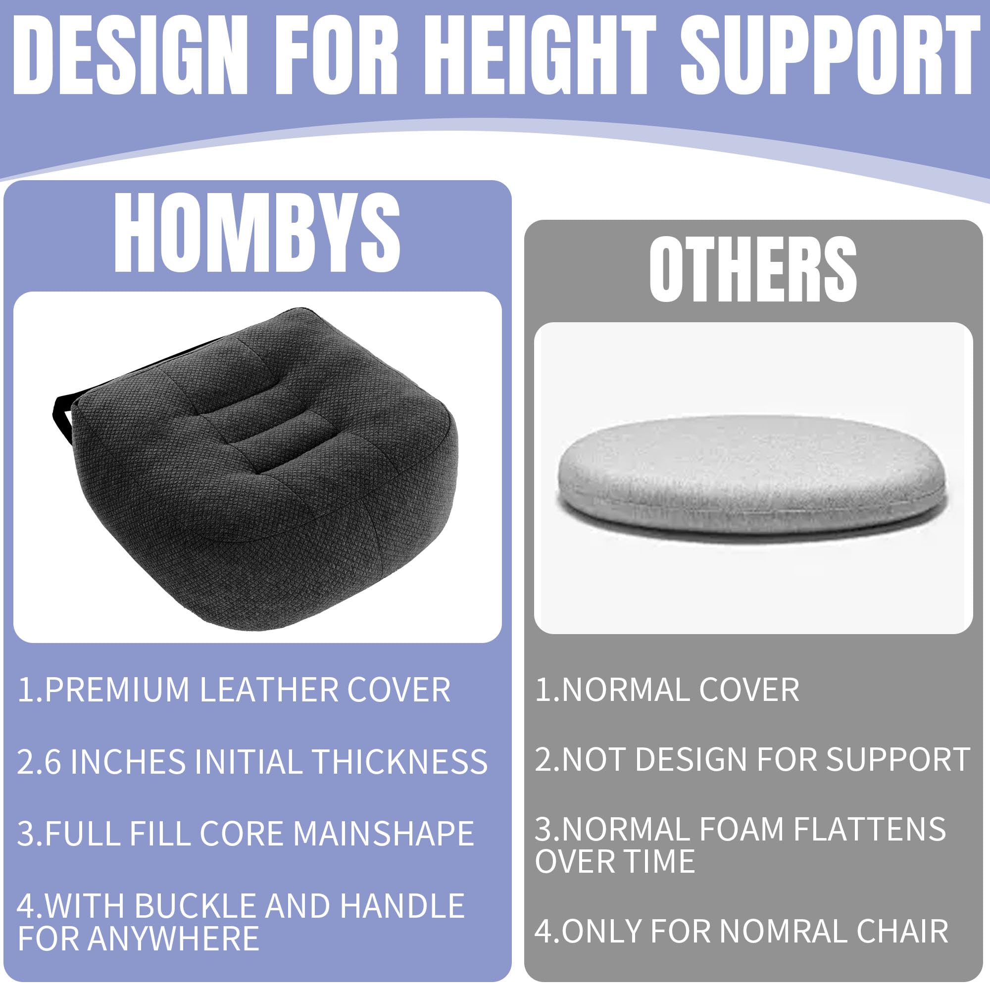 Foto 5 pulgar | Cojín De Asiento Hombys Extra Grueso Para Oficina Y Coche, Color Negro - Venta Internacional.