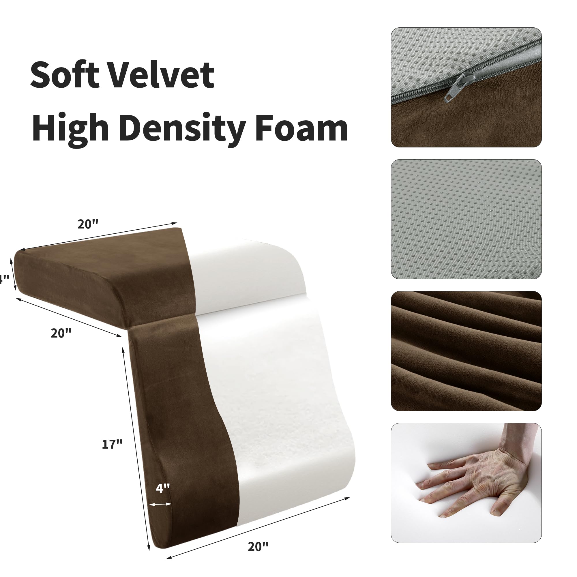 Foto 3 | Cojín Reclinable De Espuma Viscoelástica Con Almohada Para Piernas Hombys - Venta Internacional.