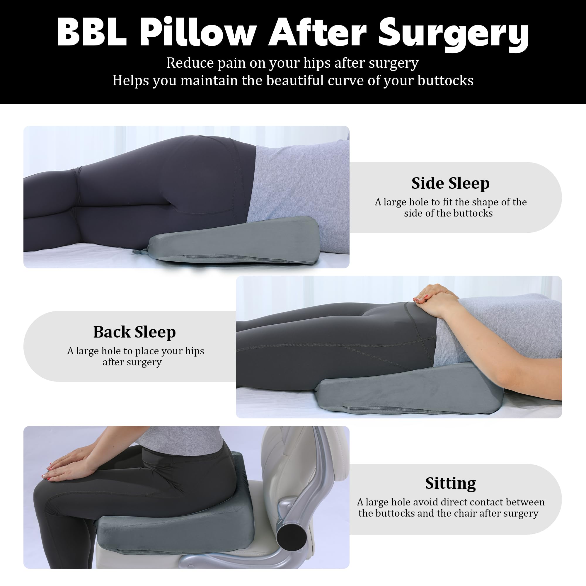 Foto 5 | Espuma Viscoelástica Bbl Pillow Hombys Para Después De La Cirugía Para Dormir Los Glúteos - Venta Internacional.
