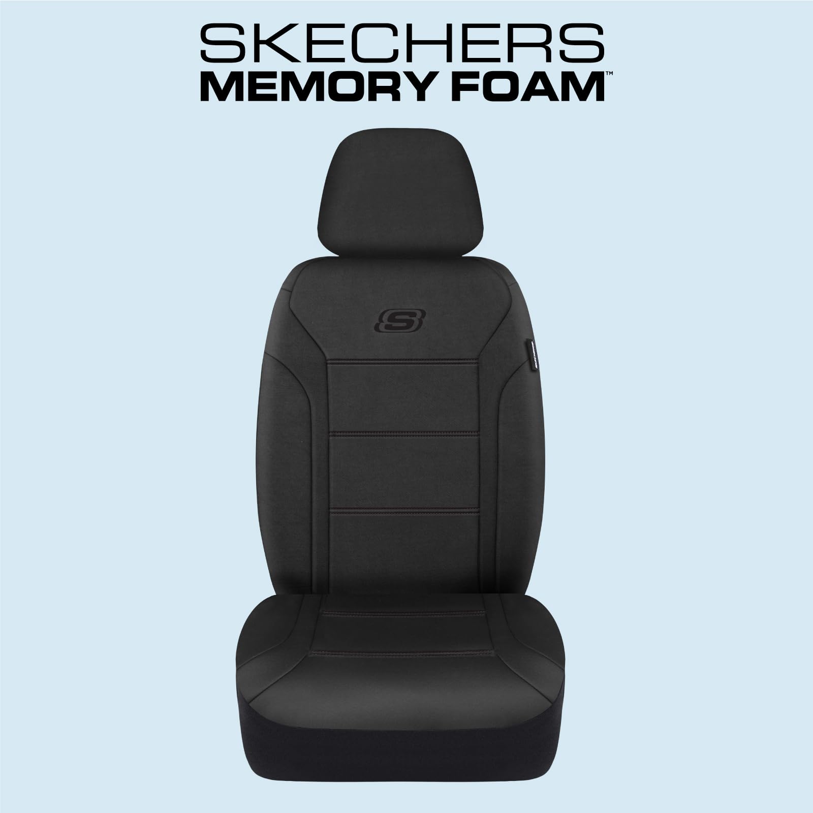 Foto 4 pulgar | Fundas De Asiento De Coche Skechers De Espuma Viscoelástica Negra Para La Mayoría De Los Coches - Venta Internacional.