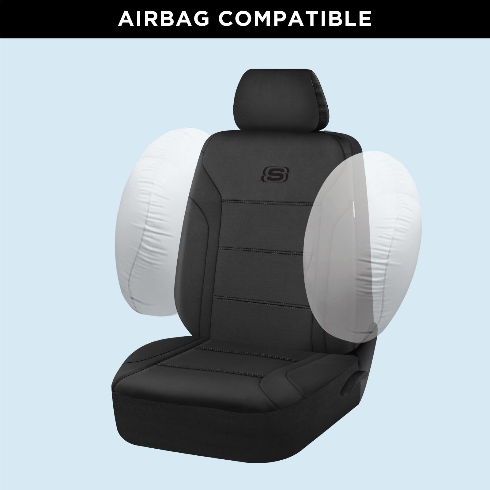 Foto 6 pulgar | Fundas De Asiento De Coche Skechers De Espuma Viscoelástica Negra Para La Mayoría De Los Coches - Venta Internacional.
