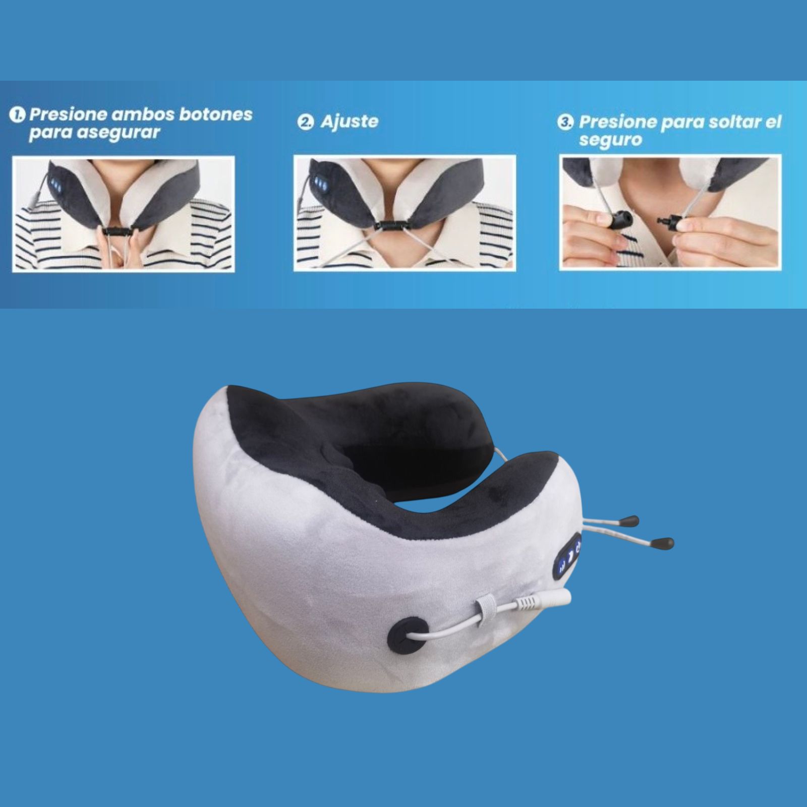 Foto 9 pulgar | Cojin Soporte Para Cuello Con Sistema De Masaje