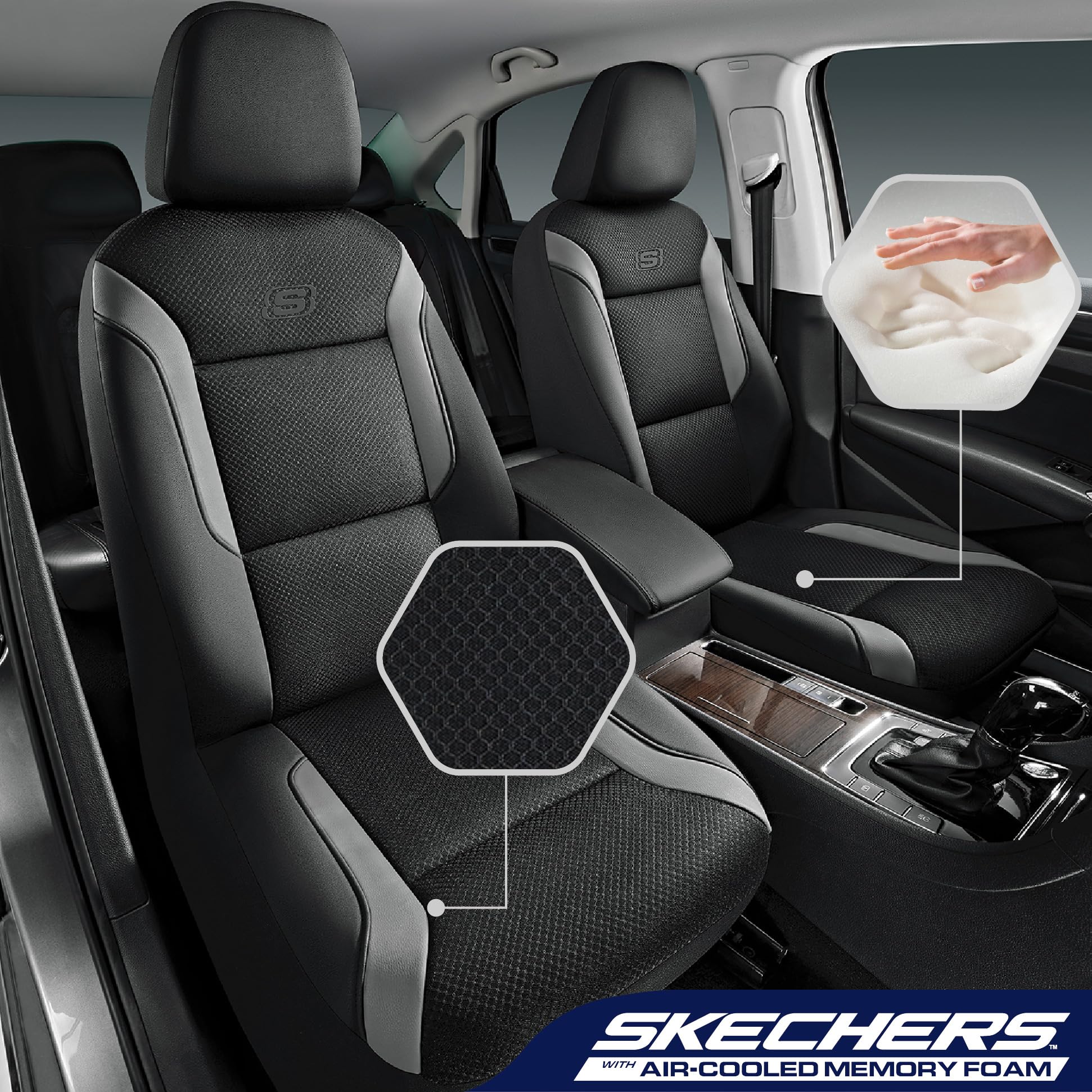 Foto 3 pulgar | Fundas Para Asientos De Coche Skechers Memory Foam Air Cool Mesh  Color Gris - Venta Internacional.