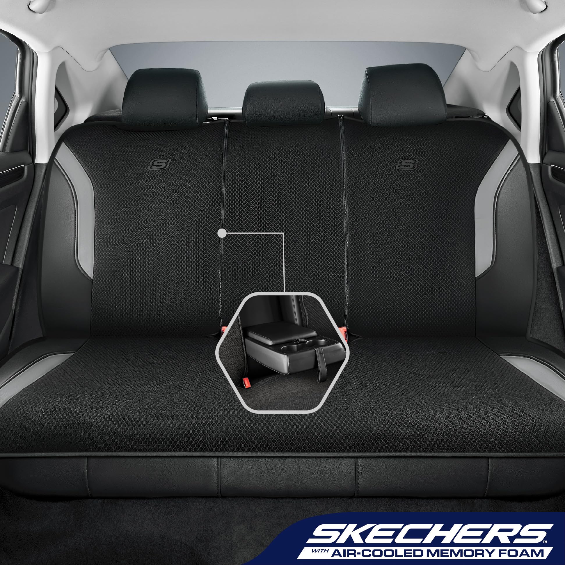 Foto 3 | Fundas Para Asientos De Coche Skechers Memory Foam Air Cool Mesh  Color Gris - Venta Internacional.