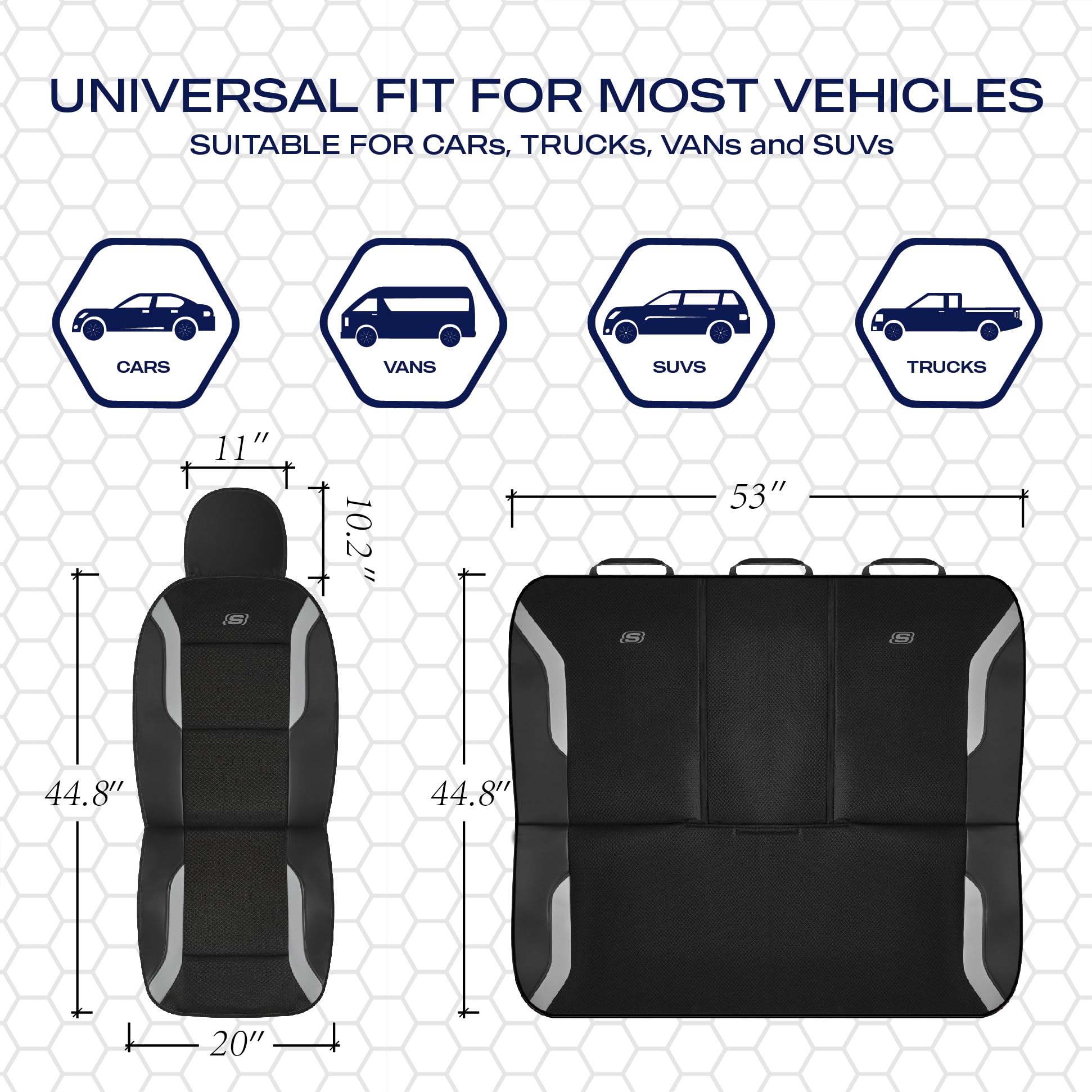 Foto 7 pulgar | Fundas Para Asientos De Coche Skechers Memory Foam Air Cool Mesh  Color Gris - Venta Internacional.