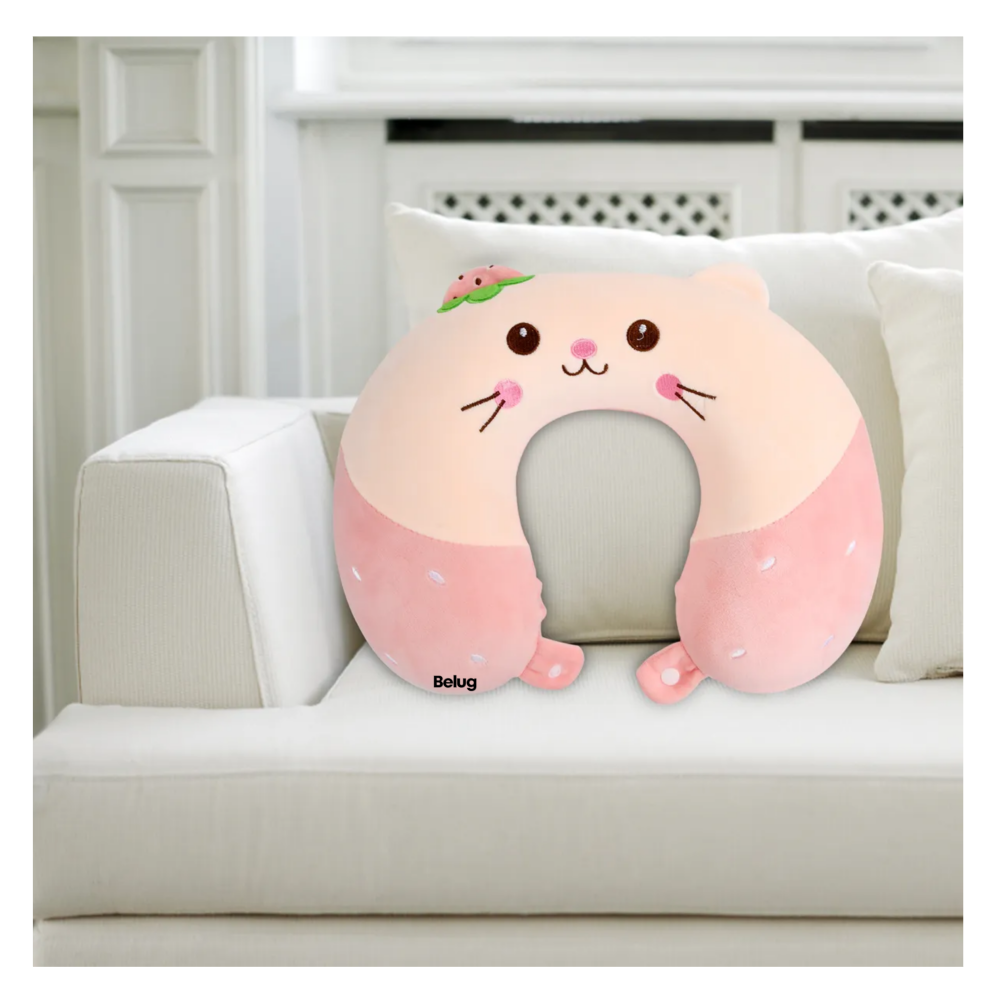Foto 5 pulgar | Almohada De Viaje Cuello Gato Belug  Rosa