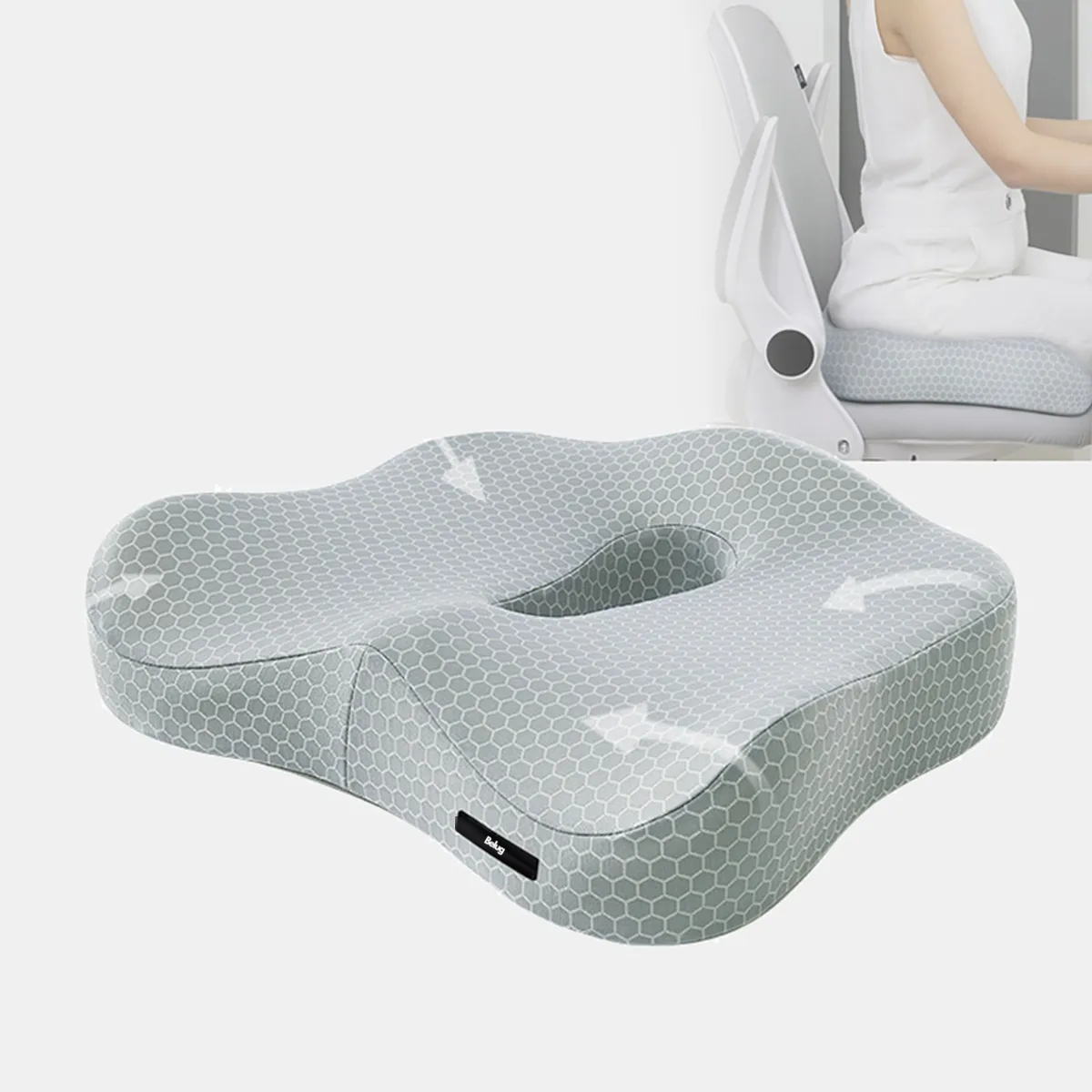 Foto 3 pulgar | Cojin De Gel Asiento Ergonomico Belug  Para Sillas Gris Hexagono