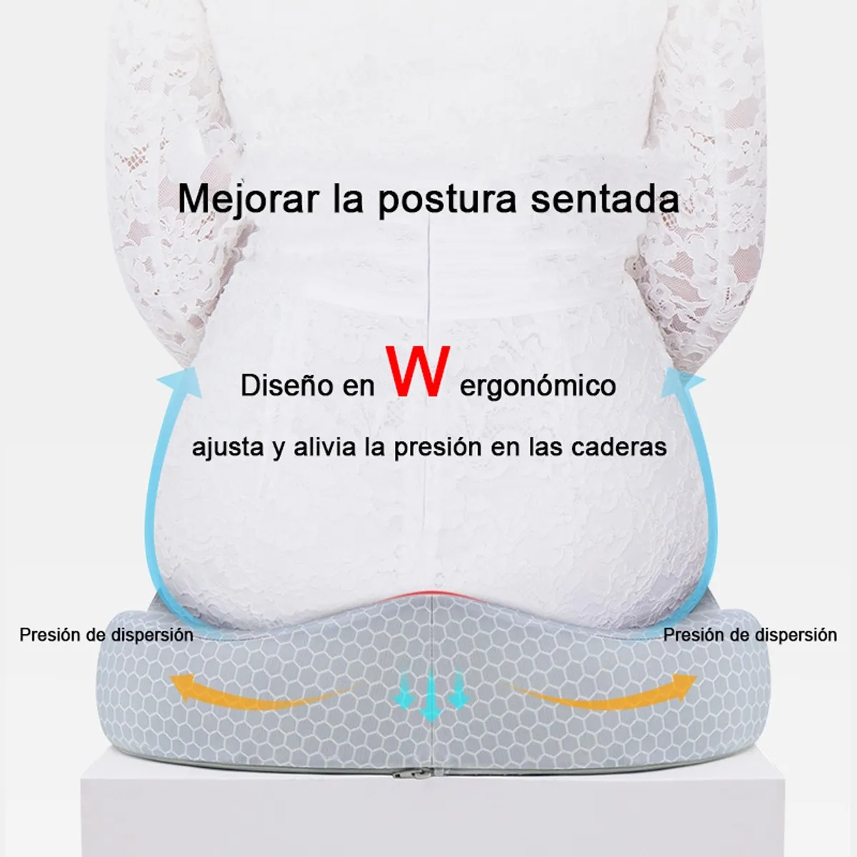 Foto 6 pulgar | Cojin De Gel Asiento Ergonomico Belug  Para Sillas Gris Hexagono