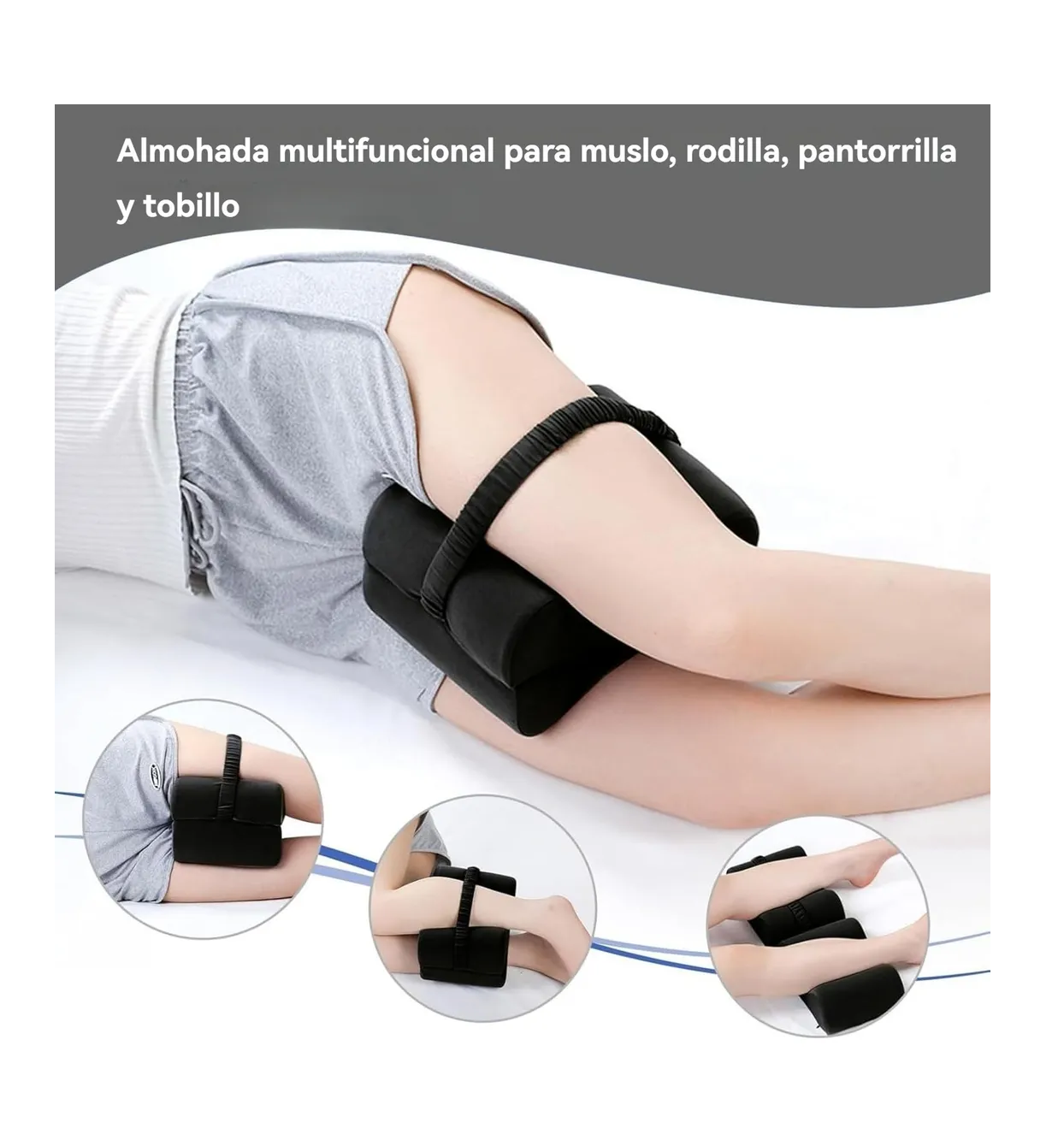 Foto 4 pulgar | Almohada Para Piernas Rodillas Ortopédica Ergonómica Multifunción  Negro