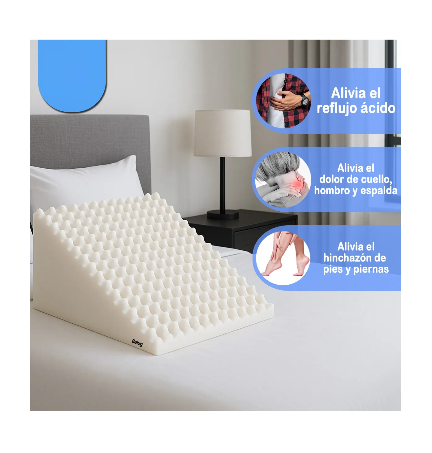 Foto 5 pulgar | Almohada Cojín Antireflujo Perfilada Tipo Cuña Mediana  Blanco