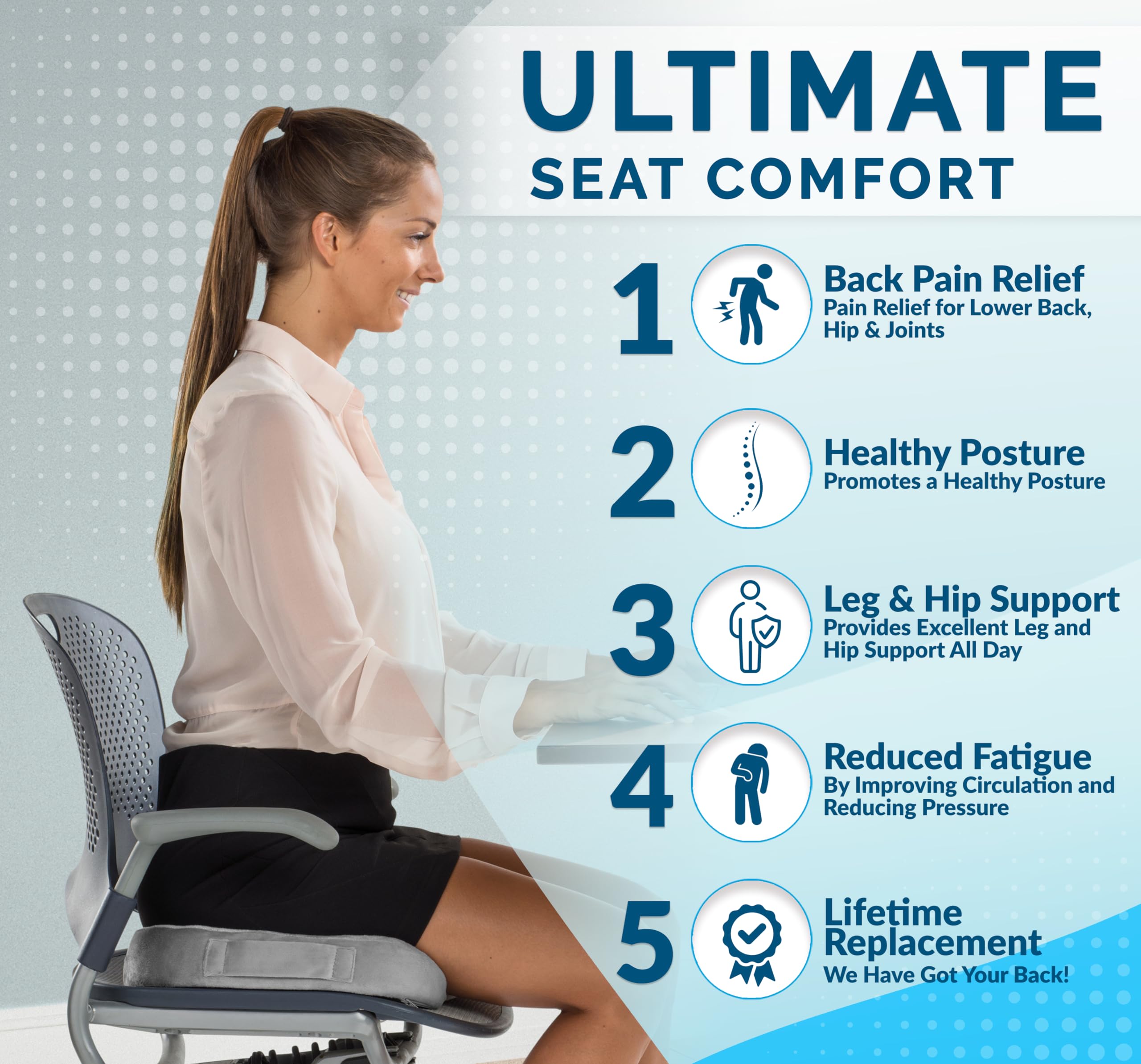Foto 4 pulgar | Cojín De Asiento De Espuma Viscoelástica Ortopédica Comfilife Premium Comfort - Venta Internacional.
