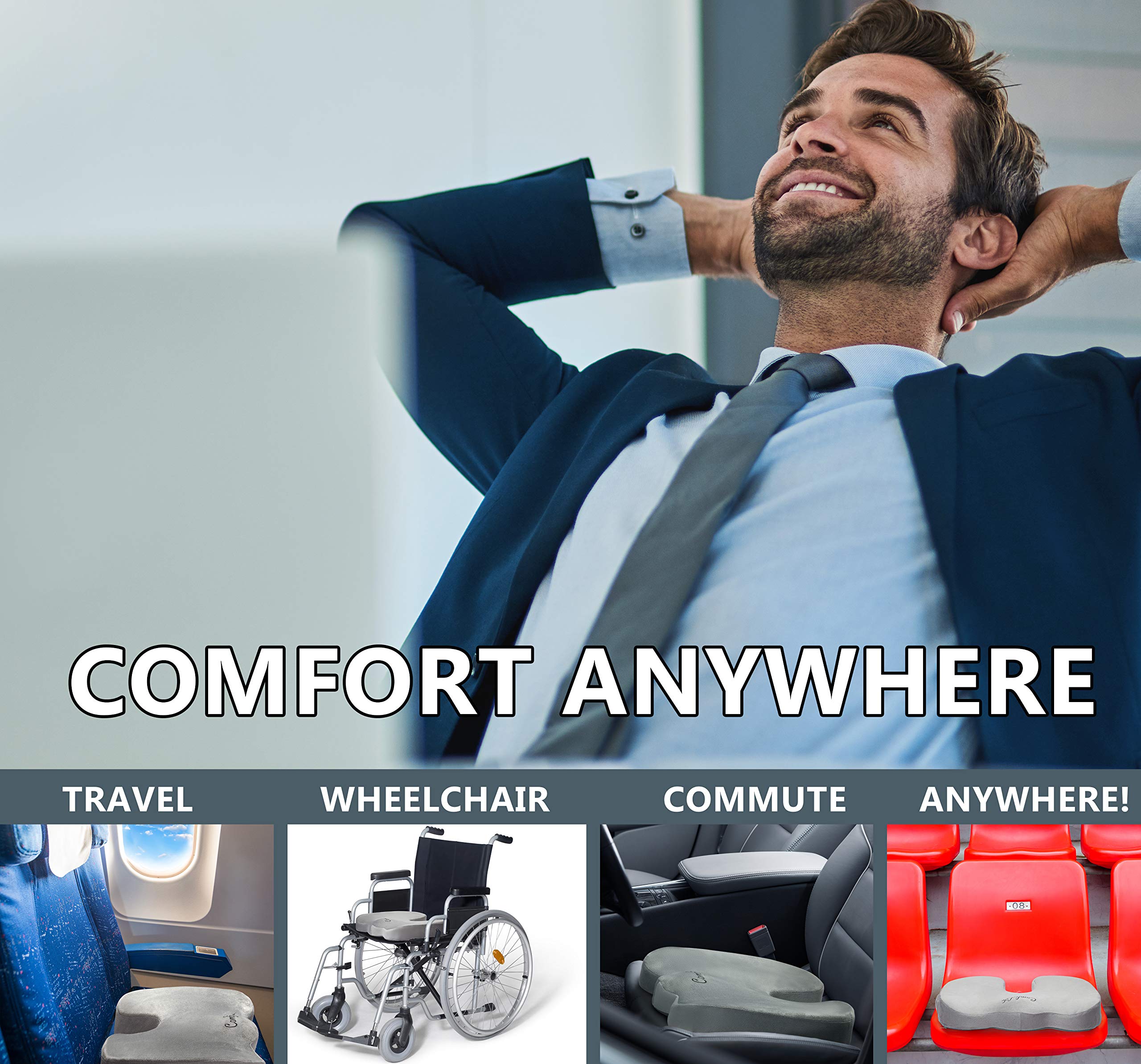 Foto 7 pulgar | Cojín De Asiento De Espuma Viscoelástica Ortopédica Comfilife Premium Comfort - Venta Internacional.