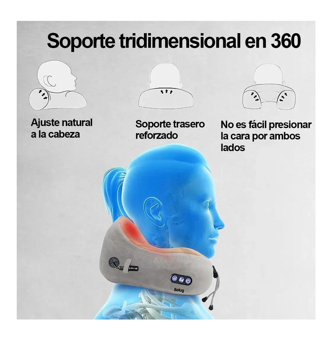 Foto 4 pulgar | Almohada De Masaje En Forma De U Masajeador Cervical Marrón Claro