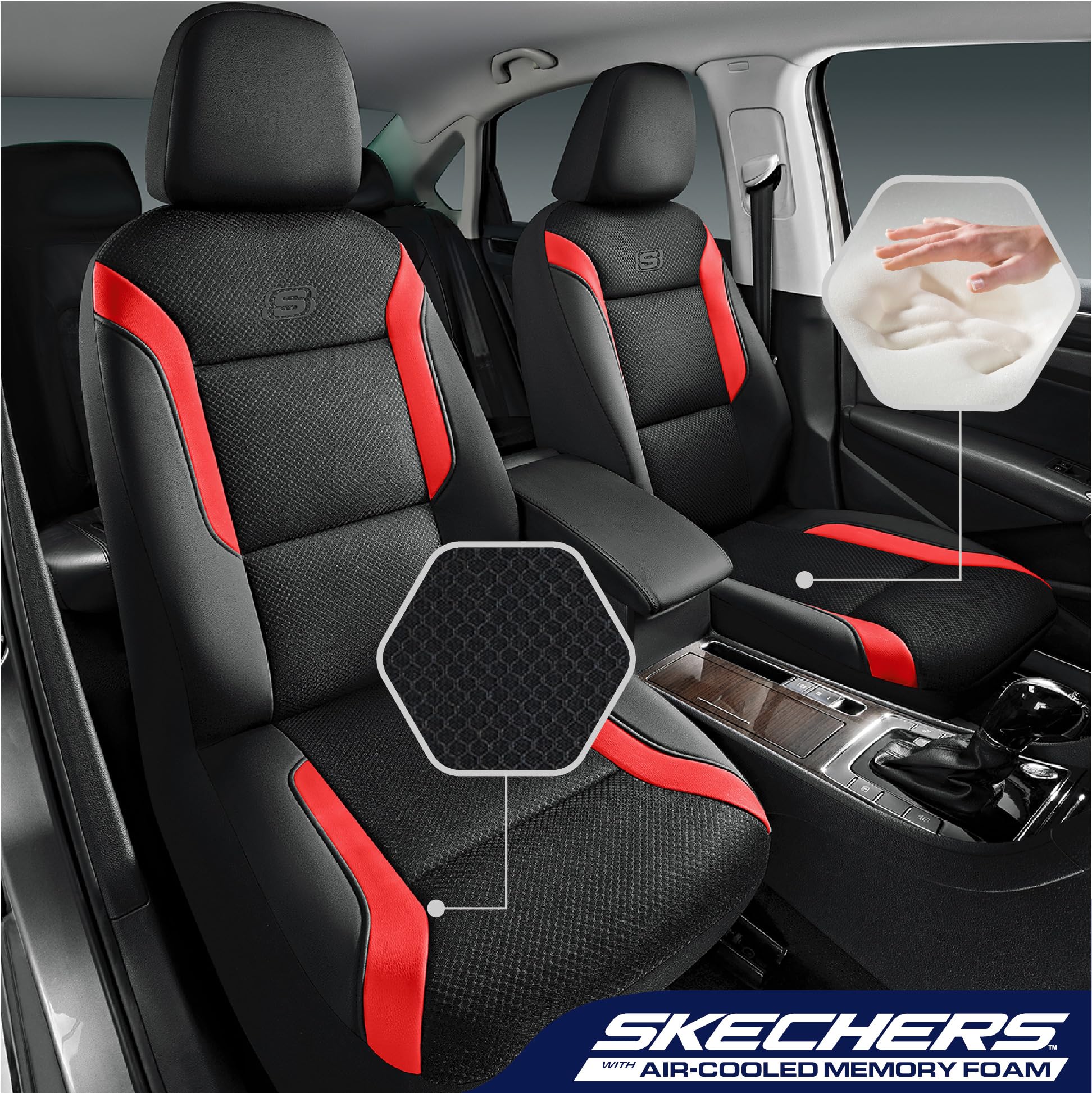 Foto 4 pulgar | Fundas De Asiento De Coche Skechers De Espuma Viscoelástica Air Cool Mesh  Color Rojo - Venta Internacional.