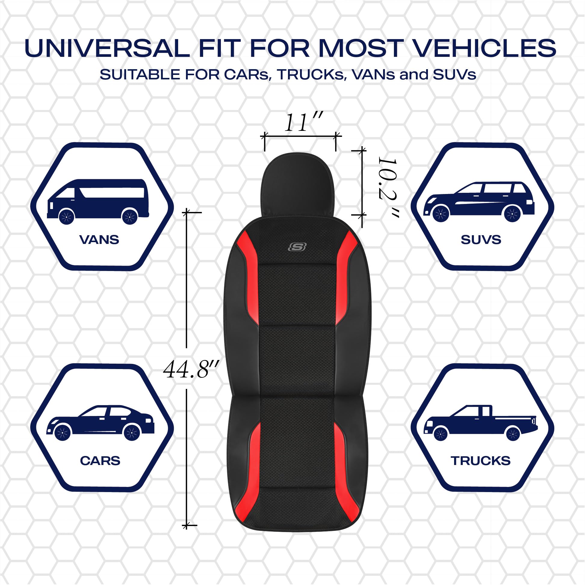 Foto 7 pulgar | Fundas De Asiento De Coche Skechers De Espuma Viscoelástica Air Cool Mesh  Color Rojo - Venta Internacional.