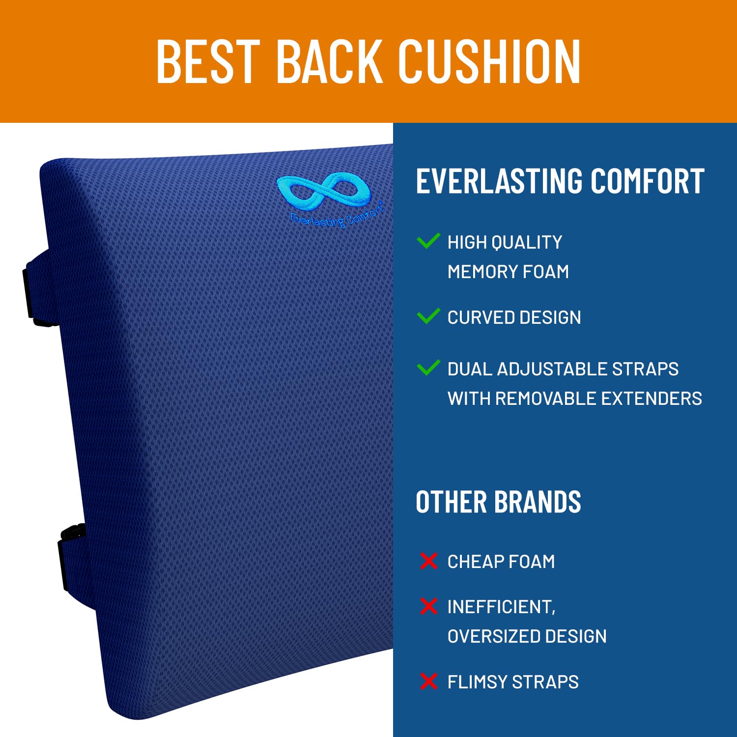 Foto 2 | Almohada De Soporte Lumbar Everlasting Comfort Para Asiento De Coche - Venta Internacional.