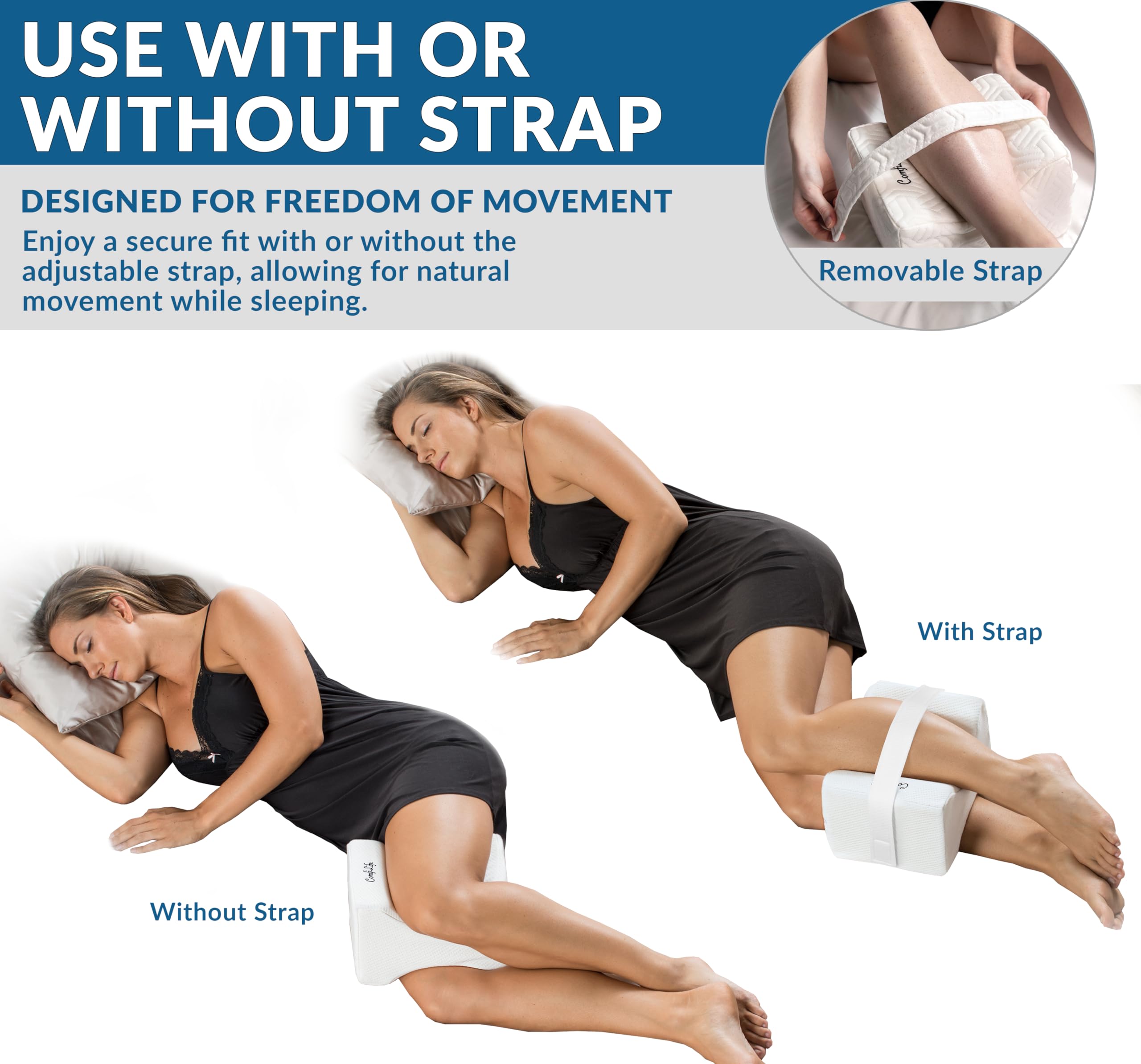 Foto 7 | Almohada De Rodilla Comfilife Cooling Leg Para Personas Que Duermen De Lado Con Correa - Venta Internacional.