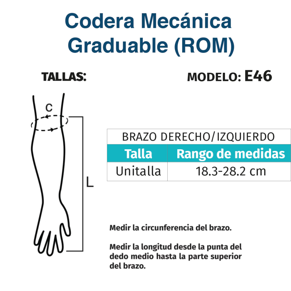 Foto 7 pulgar | Codera Derecha Mecánica Graduable Tynor E46 color Negro Inmovilización Codo Rom