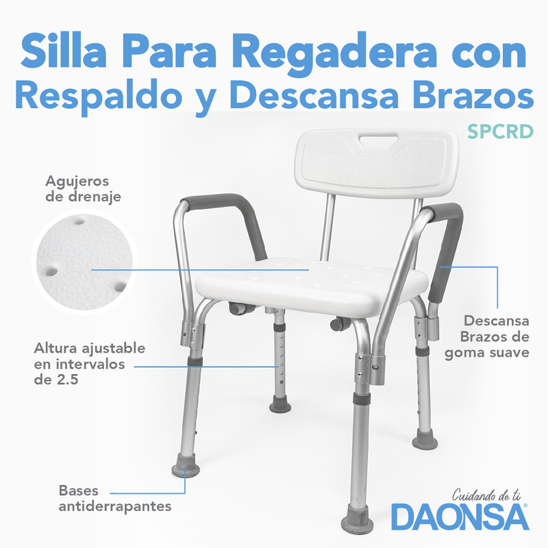 Foto 4 pulgar | Silla para Regadera con Respaldo y Descansabrazos Daonsa