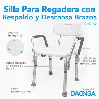 Foto 3 | Silla para Regadera con Respaldo y Descansabrazos Daonsa