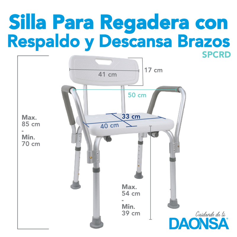 Foto 5 pulgar | Silla para Regadera con Respaldo y Descansabrazos Daonsa