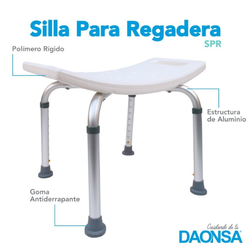 Foto 3 pulgar | Silla para Regadera Daonsa Blanca de Aluminio