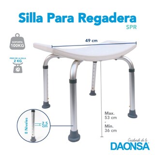 Foto 3 | Silla para Regadera Daonsa Blanca de Aluminio