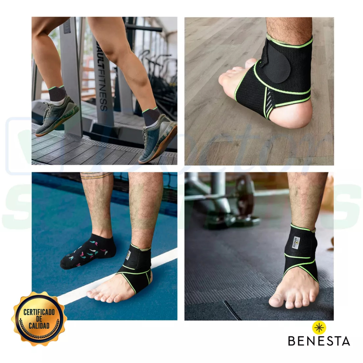 Foto 8 pulgar | Tobillera Deportiva Benesta Negra Unitalla Unisex